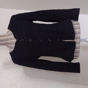 Armani Collezioni Vintage Black Angora Wool Blend Button Front Sweater Size 10